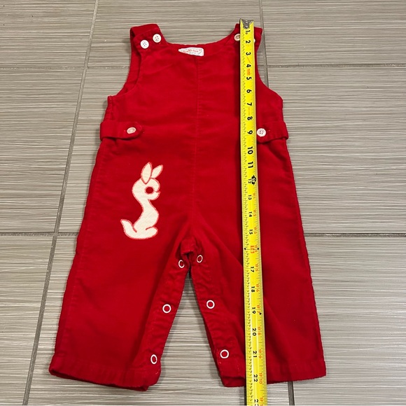 Rare Vintage Red Corduroy Overalls 1970s Toddler clothes with rabbit bunny - Picture 8 of 10